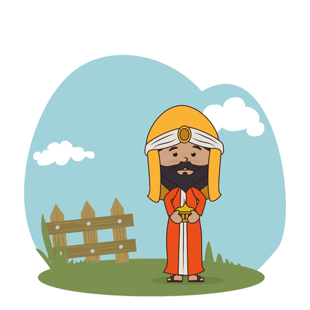 wise man manger character vector illustration designのイラスト素材