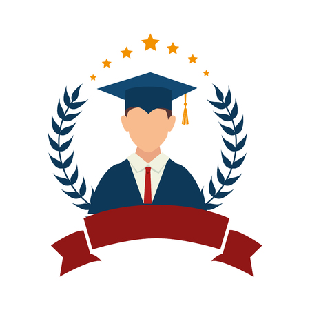 student graduation uniform icon vector illustration designのイラスト素材