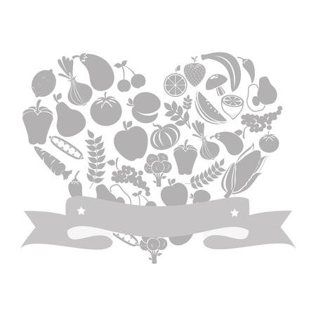 heart with healthy food isolated icon vector illustration designのイラスト素材