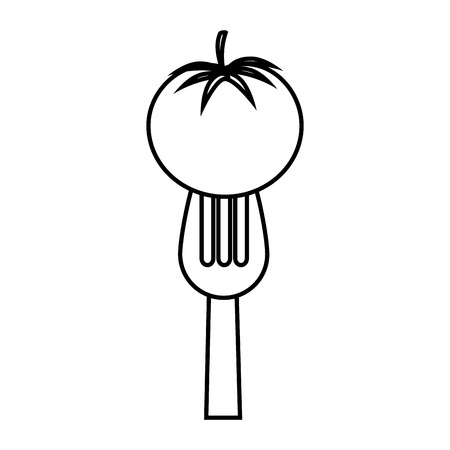 fork with fresh vegetable isolated icon vector illustration designのイラスト素材