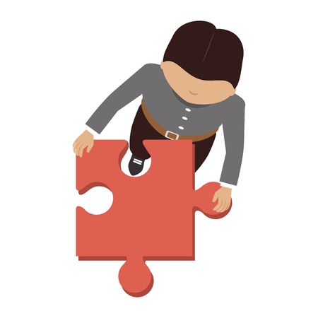 person with puzzle pieces game icon vector illustration designのイラスト素材