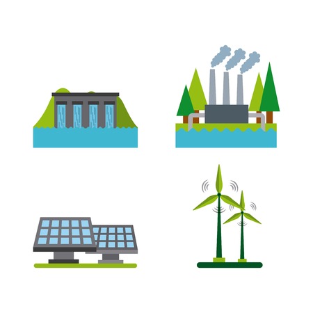 ecology and sustainability icons set over white background. colorful design. vector illustrationのイラスト素材