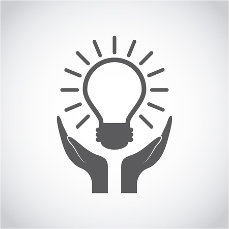 hands and bulb light icon over white background. vector illustraitonのイラスト素材