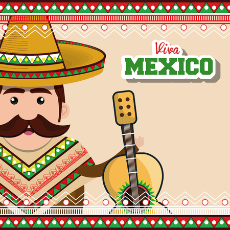 viva mexico poster celebration vector illustration designのイラスト素材