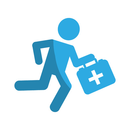 paramedic running with medical kit vector illustration designのイラスト素材