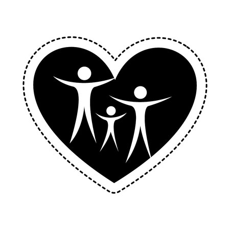 heart with family silhouette vector illustration designのイラスト素材