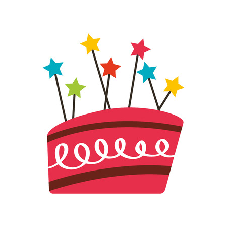 sweet and delicious birthday cake icon vector illustration designのイラスト素材