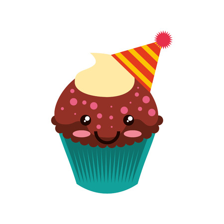 delicious cupcake character kawaii vector illustration designのイラスト素材