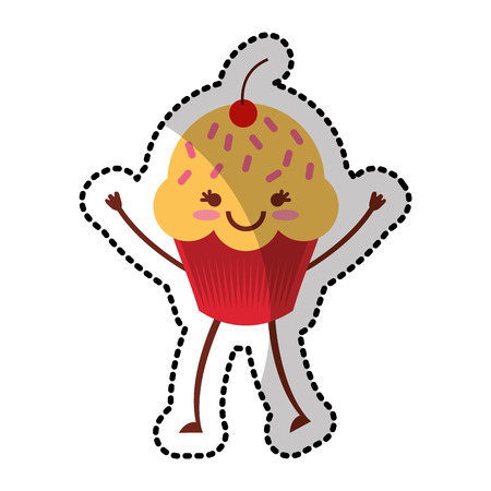 delicious cupcake character kawaii vector illustration designのイラスト素材