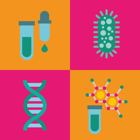scientific laboratory flat line icons vector illustration designのイラスト素材