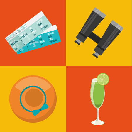 travel holidays flat line icons vector illustration designのイラスト素材