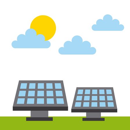 solar panel icon over white background. colorful design. vector illustrationのイラスト素材