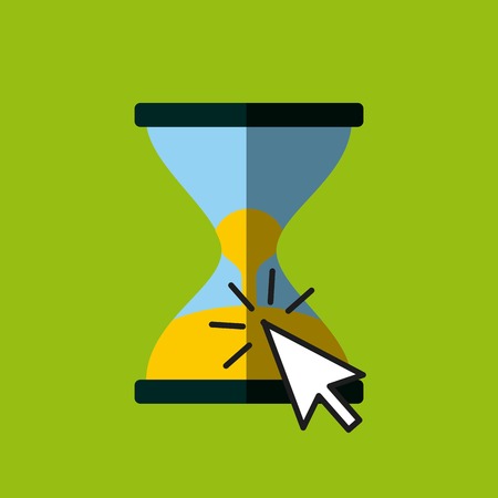 sandclock and mouse cursor icon over green background. colorful design. vector illustrationのイラスト素材