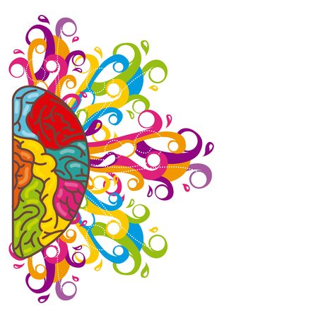 creative hemisphere brain organ icon over white background. colorful design. vector illustrationのイラスト素材