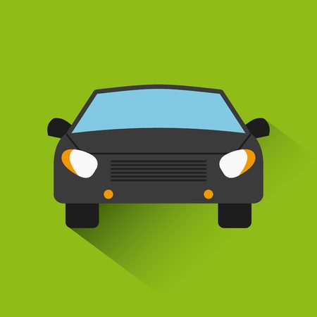black car vehicle icon over green background. colorful design. vector illustrationのイラスト素材