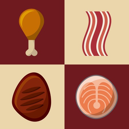 fast food icons over colorful squares. vector illustrationの写真素材