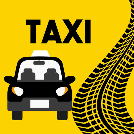 taxi car vehicle icon over yellow background. colorful design. vector illustrationのイラスト素材