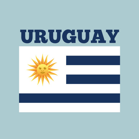 uruguay country flag icon over blue background. colorful design. vector illustrationのイラスト素材