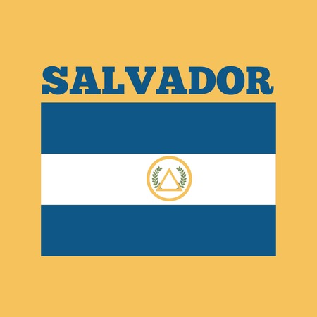 el salvador country flag icon over yellow background. colorful design. vector illustrationのイラスト素材