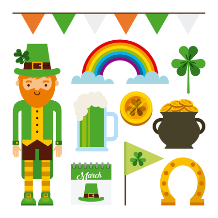 Saint Patrick's icons over white background. colorful design. vector illustrationのイラスト素材