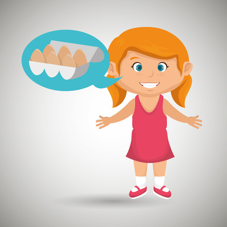 girl cartoon eggs health food vector illustration eps 10のイラスト素材
