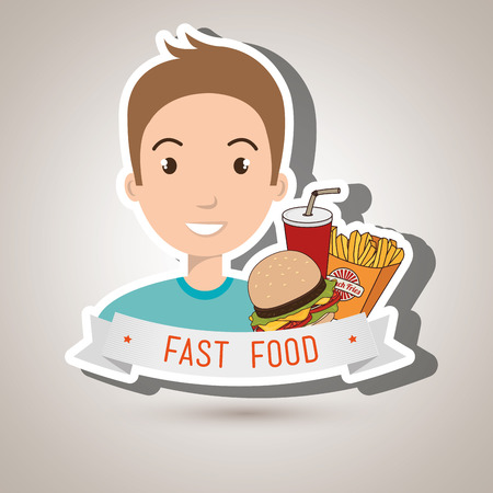 man cartoon fast food vector illustration eps 10のイラスト素材