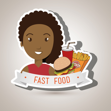 woman cartoon fast food vector illustration eps 10のイラスト素材