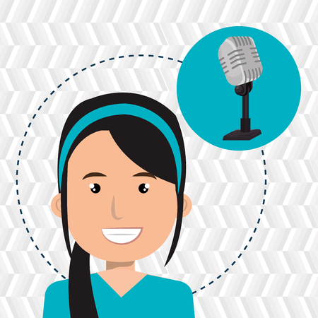 woman microphone audio speak vector illustration eps 10のイラスト素材