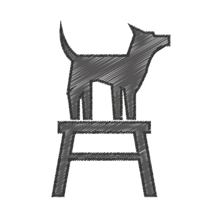 cute dog mascot in chair isolated icon vector illustration designのイラスト素材