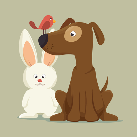 friendly dog bunny bird mascot vector illustration eps 10のイラスト素材