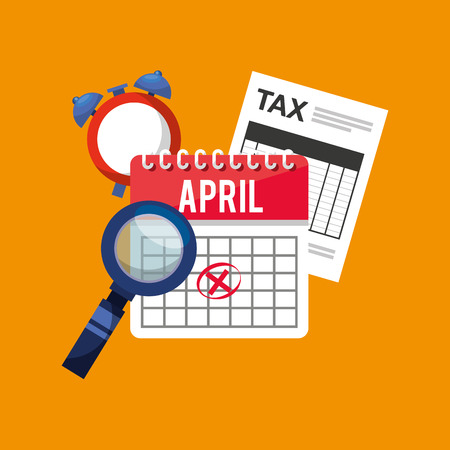 tax time flat line icons vector illustration designのイラスト素材
