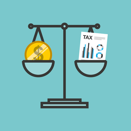 tax time flat line icons vector illustration designのイラスト素材