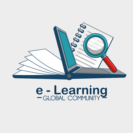 e-learning global community concept vector illustration designのイラスト素材