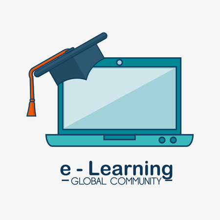 e-learning global community concept vector illustration designのイラスト素材