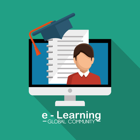 e-learning global community concept vector illustration designのイラスト素材