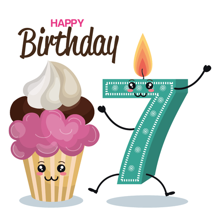 happy birthday celebration card vector illustration designのイラスト素材