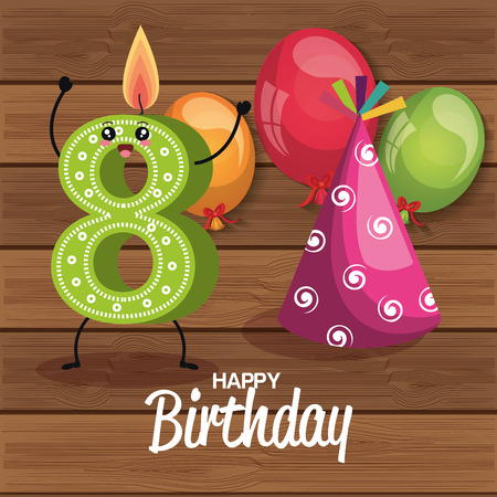 happy birthday celebration card vector illustration designのイラスト素材