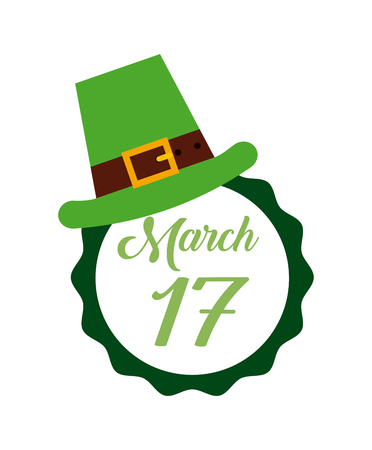 Saint Patricks Day card with irish hat icon over white background. colorful design. vector illustrationのイラスト素材