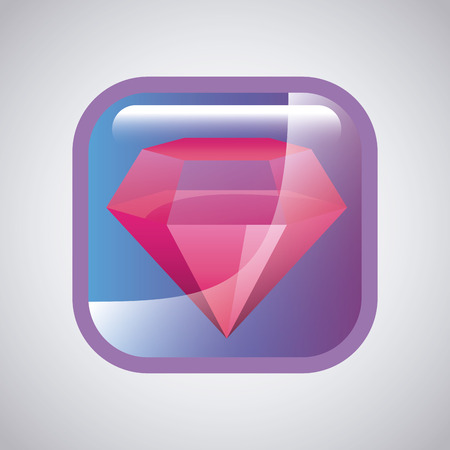 glossy square with pink diamond icon over white background. colorful design. vector illustrationのイラスト素材