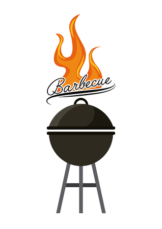 barbecue grill icon over white background. delicious barbecue concept. colorful design. vector illustrationのイラスト素材