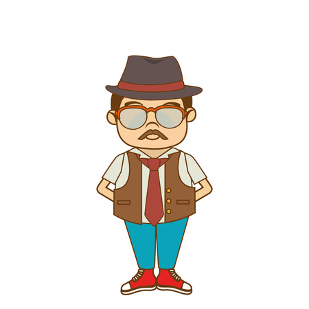 gentleman face hipster style vector illustration designのイラスト素材