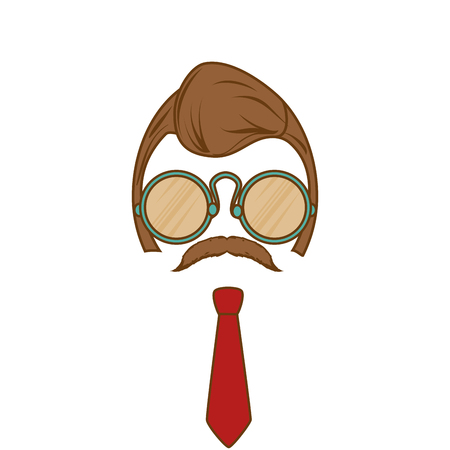 gentleman face hipster style vector illustration designのイラスト素材