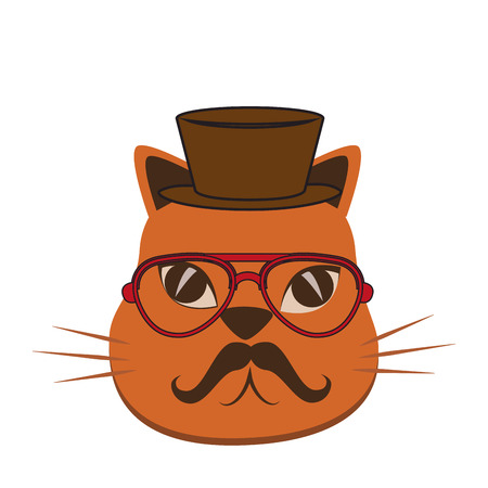 cat hipster style icon vector illustration designのイラスト素材