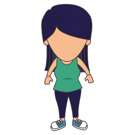 cute woman character icon vector illustration designのイラスト素材