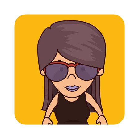 cute woman character icon vector illustration designのイラスト素材