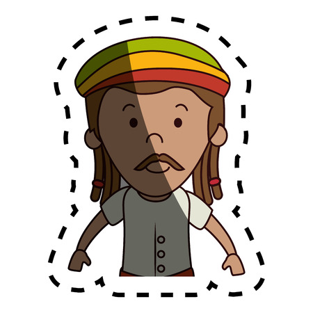 jamaican man character icon vector illustration designのイラスト素材