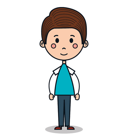 cute little boy drawing vector illustration designのイラスト素材