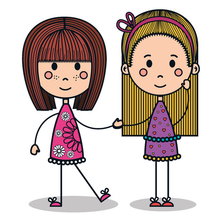 cute little kids drawing vector illustration designのイラスト素材