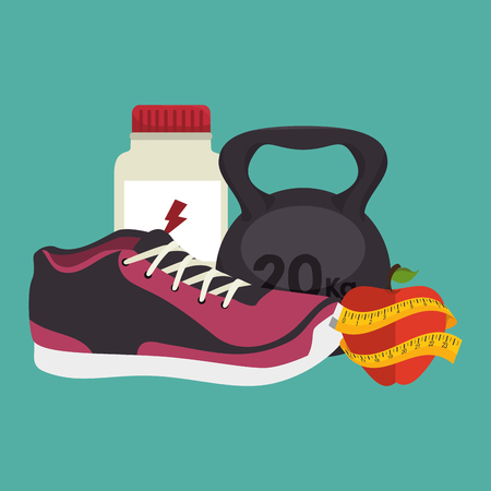 set fitness equipment icon vector illustration designのイラスト素材