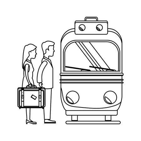 person with travel suitcase in subway vector illustration designのイラスト素材